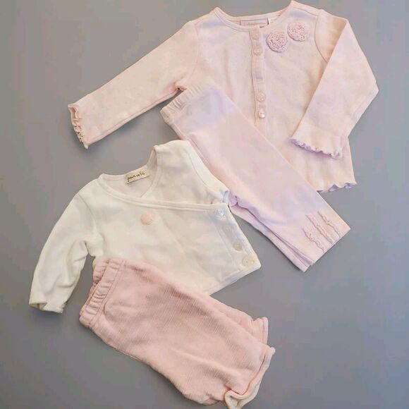 Lot of 2 Baby 0-3 First Impressions & Grain de blé Girl's‎ Matching Set- Outfits - Picture 1 of 16